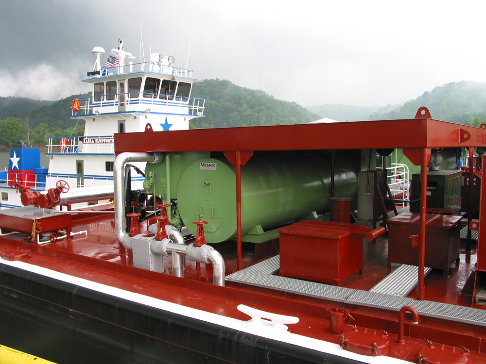 A Fulton Volcanic unit installed on a barge